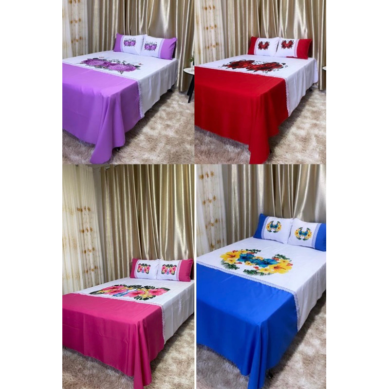 JOGO DE CAMA CASAL PINTADO COM FRONHA COLCHA SEM BABADO